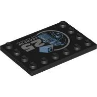 Plate Special 4 x 6, Studs on 3 Edges with R2-D2, Hologram Brick, '25 YEARS OF LEGO STAR WARS' Print / Black