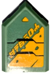 Tile, Modified 2 x 3 Pentagonal with Armor Plates with Black Outlines, Bright Light Orange Triangles and Ninjago Logogram 'ENERGY' Pattern Model Left Side (Sticker) - Set 71750