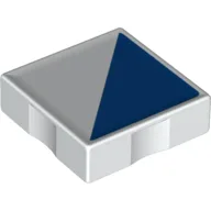 Duplo Tile 2 x 2 with Shape Blue Right Triangle Print / White