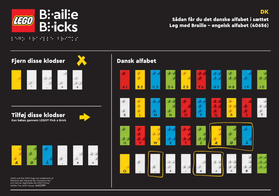 Lego Braille - Danish Alphabet