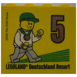 Brick 2 x 4 x 3 with 'LEGOLAND Deutschland Resort 5 2015' (Besuchsmeister Bronze) Print / Yellow