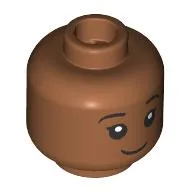 Minifig Head Padma Patil, Crooked Smile, Closed Mouth/Open Mouth / Sienna Brown