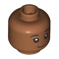 Lego Minifig Head Padma Patil, Crooked Smile, Closed Mouth/Open Mouth / Sienna Brown