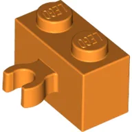 Brick Special 1 x 2 with Vertical Clip [Open O Clip] / Orange