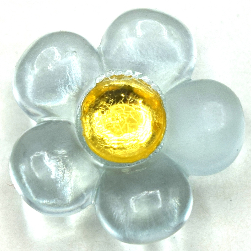 Lego Clikits Icon, Flower 2 x 2 Small, 5 Petals with Pin [Polished] with Trans-Neon Yellow Center Facet Gem