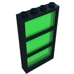 Window 1 x 4 x 6 Frame with 3 Panes, Fixed Glass with Trans-Green Glass / Black