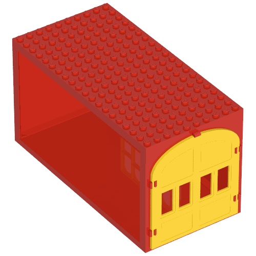 Lego Fabuland, Building, Garage Block with Yellow Windows and Yellow Doors / Red