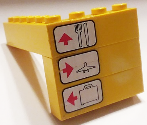 Lego Stickered Assembly 6 x 4 x 3 with Airport Sign Directions Pattern (Sticker) - Set 6392
