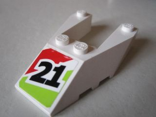 Lego Wedge 6 x 4 Cutout with Stud Notches with Number 21 Pattern (Sticker) - Set 8897