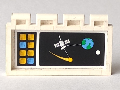 Lego Hinge Train Gate 2 x 4 with Satellite Orbiting Earth Screen Pattern (Sticker) - Set 6458