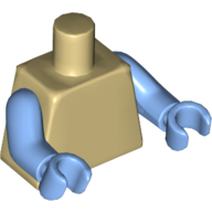 Lego Torso, Medium Blue Arms and Hands [Plain] / Tan