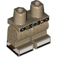 Lego Hips and Dark Tan Medium Legs with Dark Brown Belt, Reddish Brown/Yellow Dots, White Shoes print