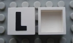 Modulex Tile 2 x 2 with Black 'L' Print, without Internal Supports