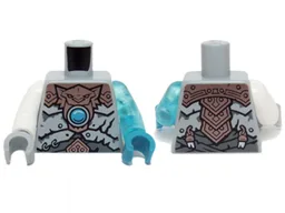Torso Copper Armor, Dark Azure Round Jewel (Chi) Pattern / Trans-Light Blue Arm Left / White Arm Right / Dark Azure Hand Left / Light Bluish Gray Hand Right