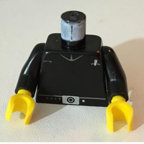 Lego Torso Jacket Imperial Shuttle Pilot Print, Black Arms, Yellow Hands / Black