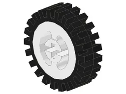 Wheel with Split Axle Hole with Black Tire 24mm D. x 8mm Offset Tread - Interior Ridges (3482 / 3483)