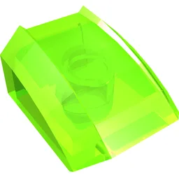 Brick Curved 2 x 2 with Lip, No Studs / Trans-Bright Green