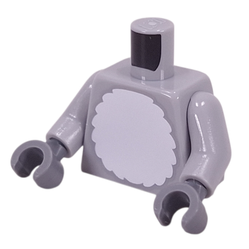 Lego Torso, White Fur Chest print, Light Bluish Gray Arms, Dark Bluish Gray Hands / Light Bluish Gray