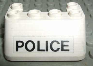 Lego Windscreen 3 x 4 x 1 1/3 with 6 Studs on Top with POLICE Pattern (Sticker) - Set 6676