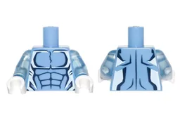 Torso Alien with Dark Blue Muscles Outline and White Edges Pattern / Trans-Medium Blue Arms / White Hands