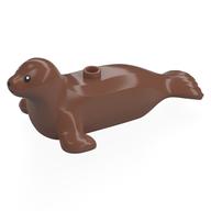 Lego Animal, Seal with Black Eyes print / Medium Brown