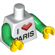 Lego Torso I 'L Brick' PARIS Print, Green Arms, Yellow Hands / White