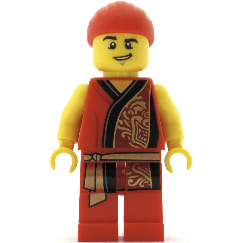 Lego Man, Red Robe with Gold Sash Belt, Red Bandanna