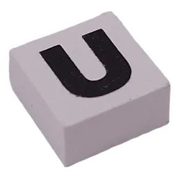 Modulex Tile 2 x 2 with Black 'U' Print, without Internal Supports