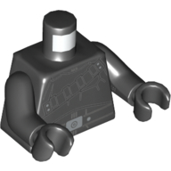 Lego Torso Armor, with Shoulder Strap, and Belt with Silver Buckle Print, Black Arms and Hands / Black