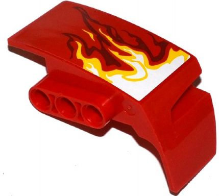 Lego Technic, Panel Car Mudguard Left with White, Yellow and Dark Red Flames Pattern (Sticker) - Set 70727