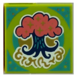 Tile 2 x 2 with Magical Forest Print (43110-1) / Lime