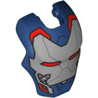 Lego Headwear Accessory Visor Top Hinge, Rounded with Silver Mask, Red Eyes print (Iron Patriot) / Dark Blue