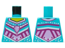 Torso Female Yellow Neck, Bright Pink Cotton Candy, White and Magenta Decoration Pattern / Medium Azure