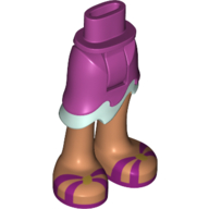 Lego Minidoll Hips and Asymmetrical Skirt with Wave Hem Light Aqua with Medium Nougat Legs and Magenta Sandals Print / Magenta