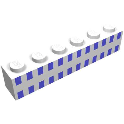 Lego Brick 1 x 6 with Ferry Squares Light Blue in 2 Lines Print / White