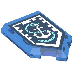 Tile Special 2 x 3 Pentagonal with Nexo Power Shield Print - Ship Wrecker / Trans-Dark Blue