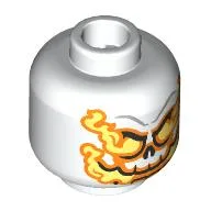 Minifig Head Ghost Rider, Skull, Yellow and Orange Flames from Eyes and Mouth Print