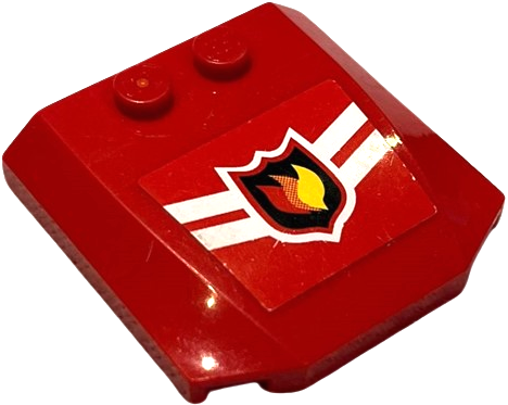 Lego Wedge 4 x 4 x 2/3 Triple Curved with Fire Logo Badge and 2 White Chevrons Pattern (Sticker) - Sets 7208 / 7942 / 7945