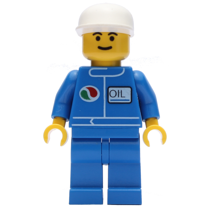 Lego Man, Blue Jumpsuit with Octan Logo, White Cap