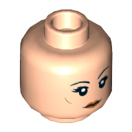 Lego Minifig Head, Eyebrows, Dark Orange Cheek Lines and Lips, Eyebrow Raised / Open Mouth Angry Print / Light Nougat