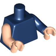 Lego Torso, Odd Arms, Left Dark Blue Arm, Right Light Nougat Arm, Light Nougat Hands [Plain] / Dark Blue