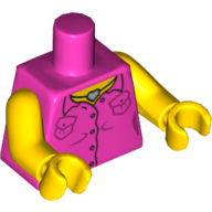 Lego Torso Shirt, Heart Necklace Print, Yellow Arms and Hands / Dark Pink