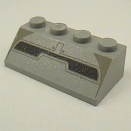 Brick Sloped 45° 2 x 4 with Dark Gray and Black Lines Print / Light Gray