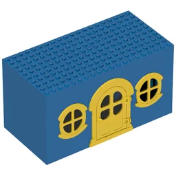 Fabuland, Building, House Block with Yellow Door and Yellow Windows / Blue