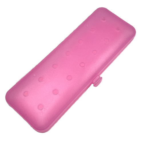 Lego Clikits Container Box, Rectangle with 2 x 7 Holes Arrangement [Hinged] / Trans-Pink