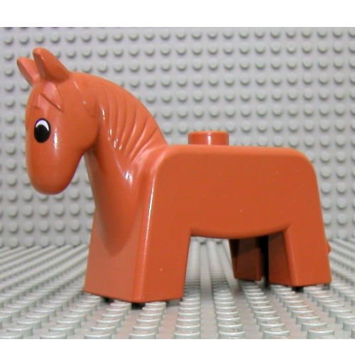 Lego Duplo Animal Horse/Pony, Black & White Eyes Print / Light Gray