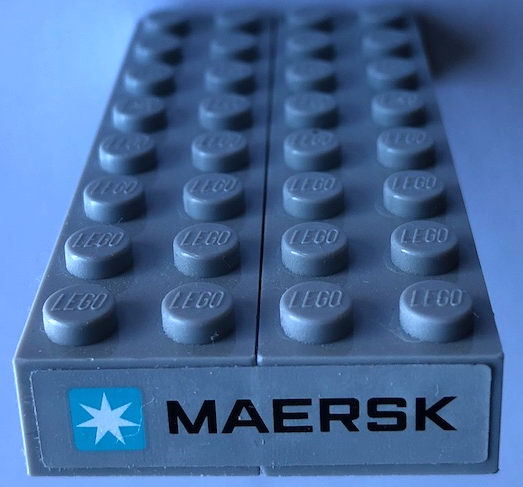 Lego Stickered Assembly 8 x 4 x 1 with Maersk Logo Pattern on Both Ends (Stickers) - Set 10241