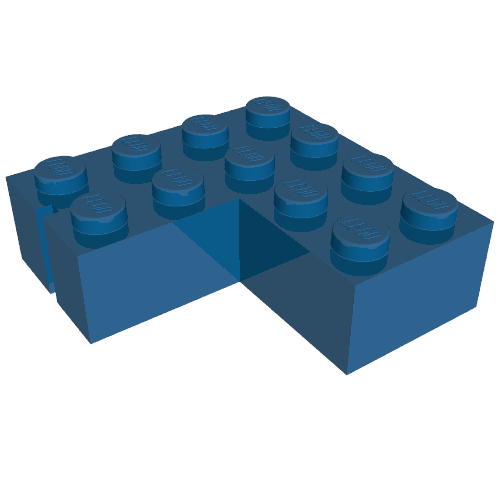 Lego Brick 4 x 4 Corner without Bottom Tubes, Slotted (with 1 slot, right side) / Blue