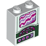 Lego Brick 1 x 2 x 2 with Inside Stud Holder with Stylised Yellow Submarine Screen Print / White