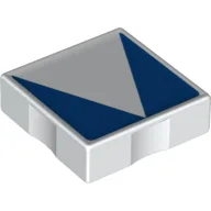 Duplo Tile 2 x 2 with Shape Blue Inverse Isosceles Triangle Print / White